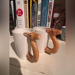 Source Unknown White Ceramic Mugs with Camel Handle - Set of 2